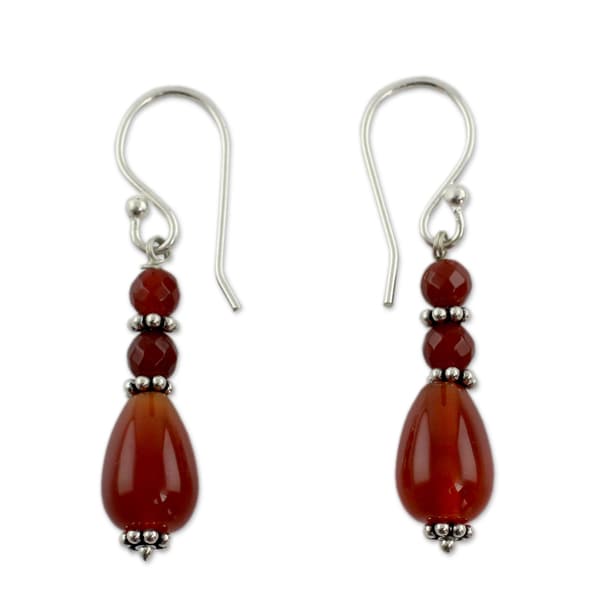 Handmade Sterling Silver Vibrant Jaipur Carnelian Earrings Handmade Sterling Silver X27 Vibrant Jaipur Carnelian
