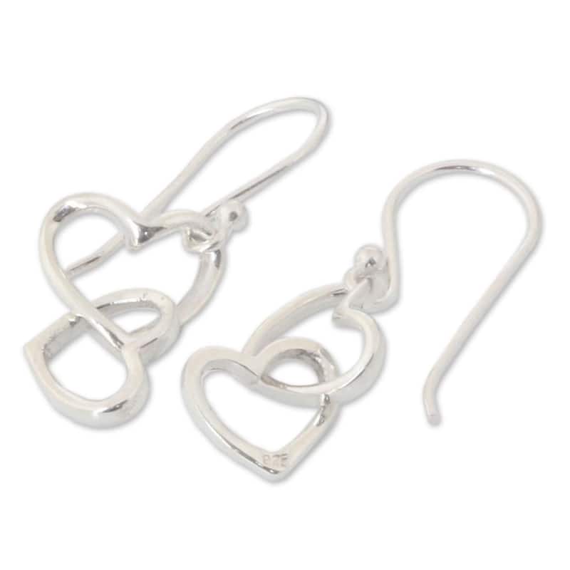 Handmade Sterling Silver 'Locked in Love' Heart Earrings (Thailand)