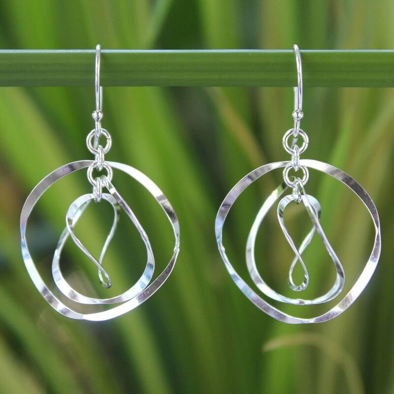 NOVICA Handmade Sterling Silver 'Twirling' Earrings (Thailand)