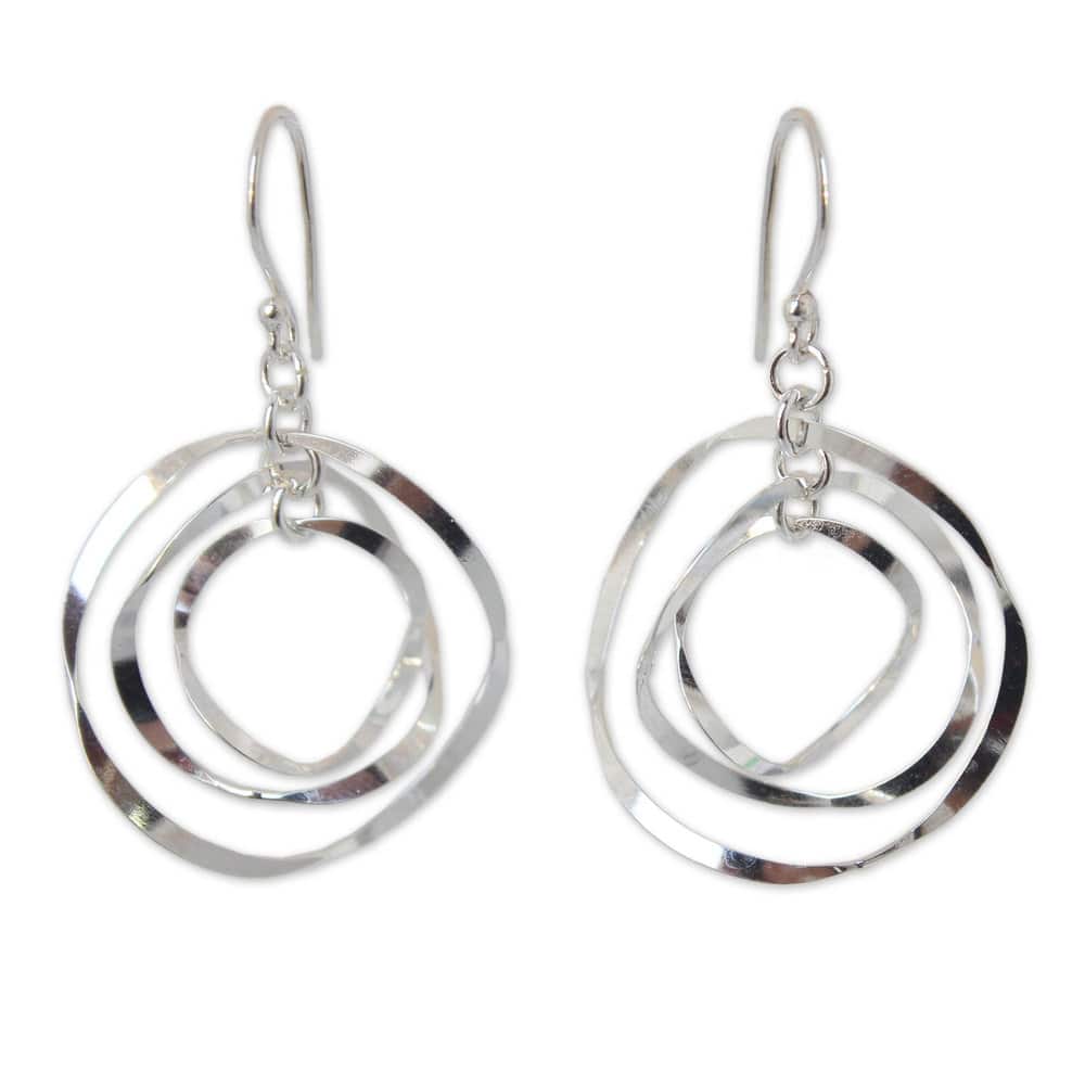 NOVICA Handmade Sterling Silver 'Twirling' Earrings (Thailand)