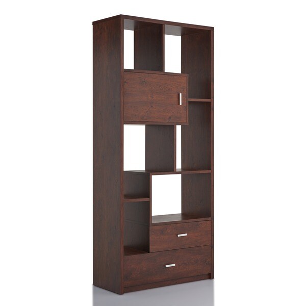Furniture of America Junipe Vintage Walnut Multifunctional Bookcase