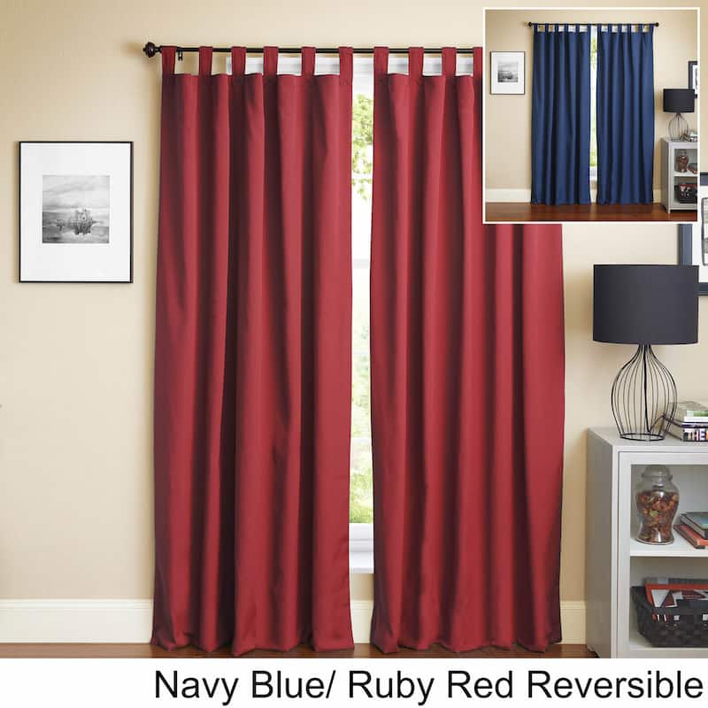 Blazing Needles 108-inch Twill Insulated Blackout Two-Tone Reversible Curtain Panel Pair - 108" - Navy Blue/Ruby Red