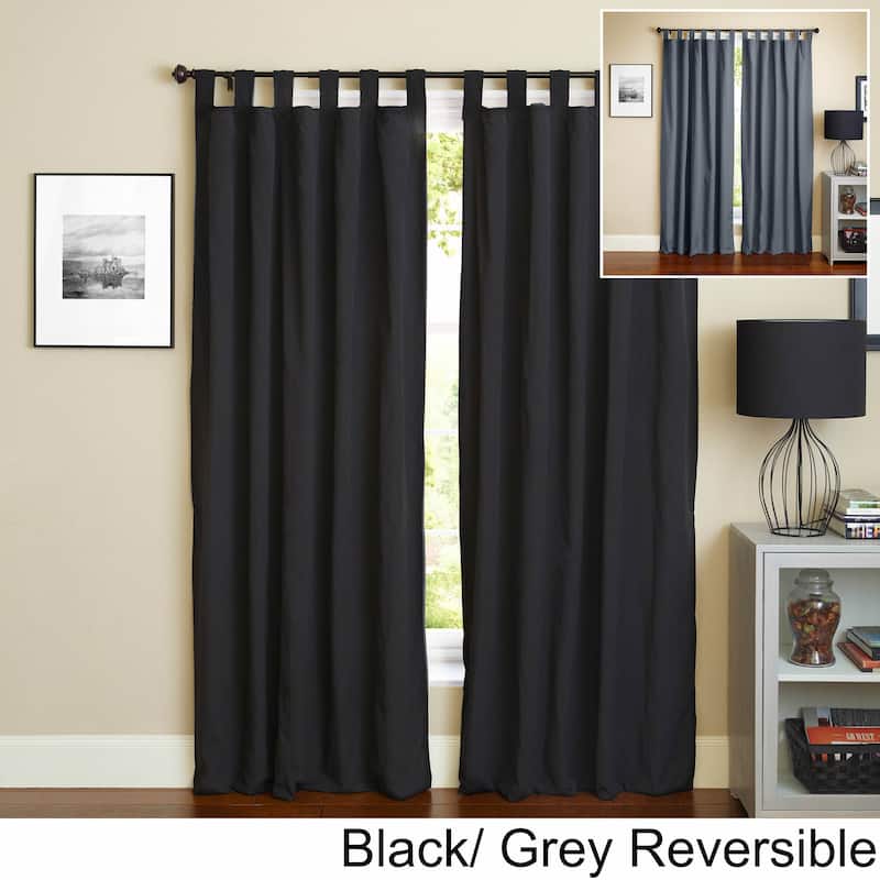 Blazing Needles 108-inch Twill Insulated Blackout Two-Tone Reversible Curtain Panel Pair - 108" - Black/Steel Grey