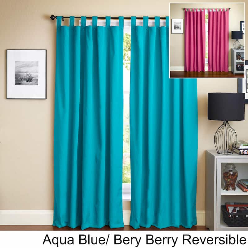 Blazing Needles 108-inch Twill Insulated Blackout Two-Tone Reversible Curtain Panel Pair - 108" - Aqua Blue/Bery Berry