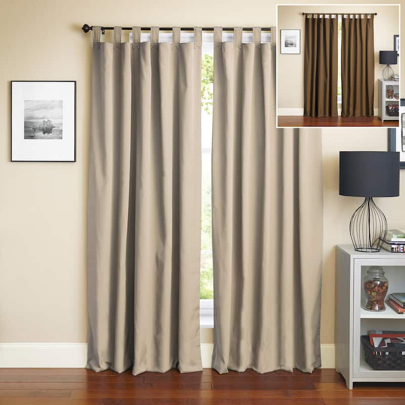 Blazing Needles 108-inch Twill Insulated Blackout Two-Tone Reversible Curtain Panel Pair - 108" - Chocolate/Toffee