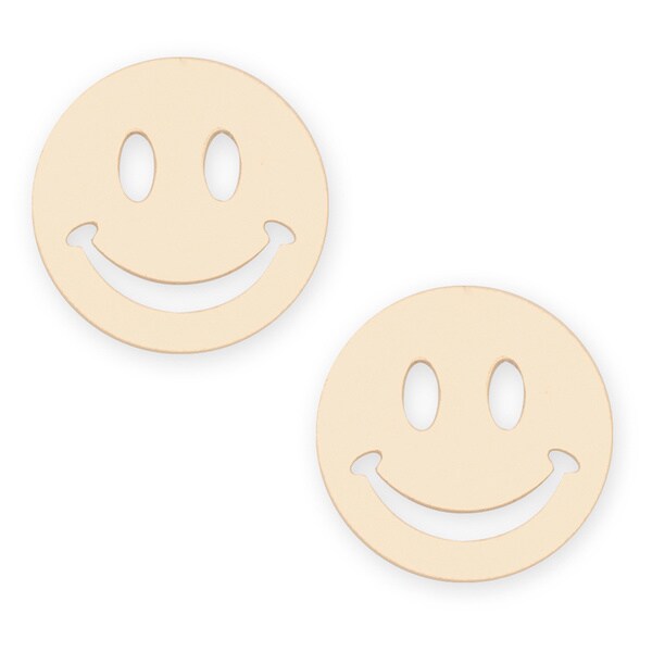 14k Yellow Gold Smiley Stamping Stud Earrings On Free 14k Yellow Gold Smiley Stamping Stud Earrings
