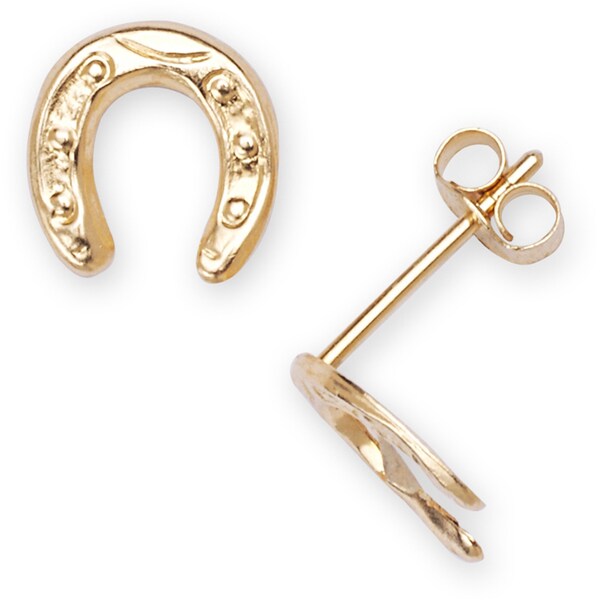Shop 14k Yellow Gold Children's Horseshoe Stamp Stud Earrings On Sale