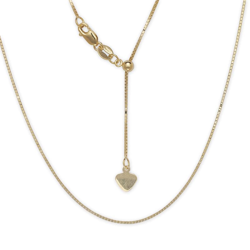 Curata 10k Yellow or White Gold Italian 0.7mm Adjustable Box Chain Necklace - Yellow