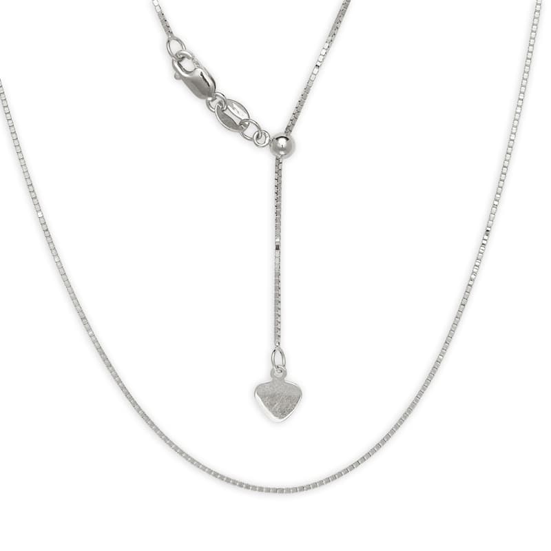 Curata 10k Yellow or White Gold Italian 0.7mm Adjustable Box Chain Necklace - White