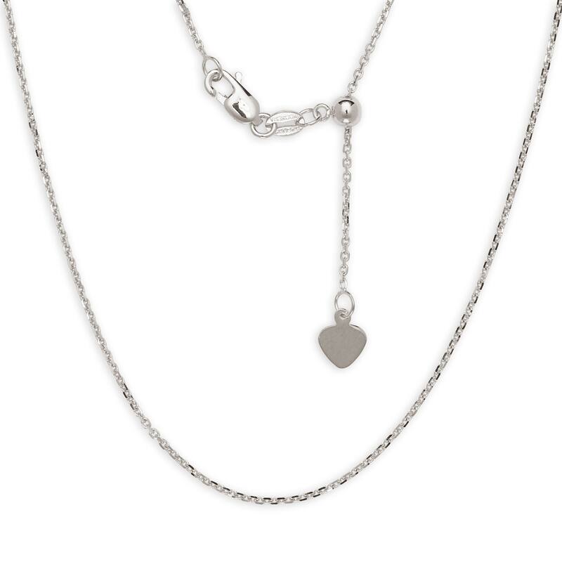 10k Gold Polished Adjustable Cable Chain - White