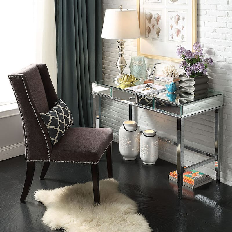 Camille Beveled Mirrored Accent 1-drawer Office Writing Desk by iNSPIRE Q Bold
