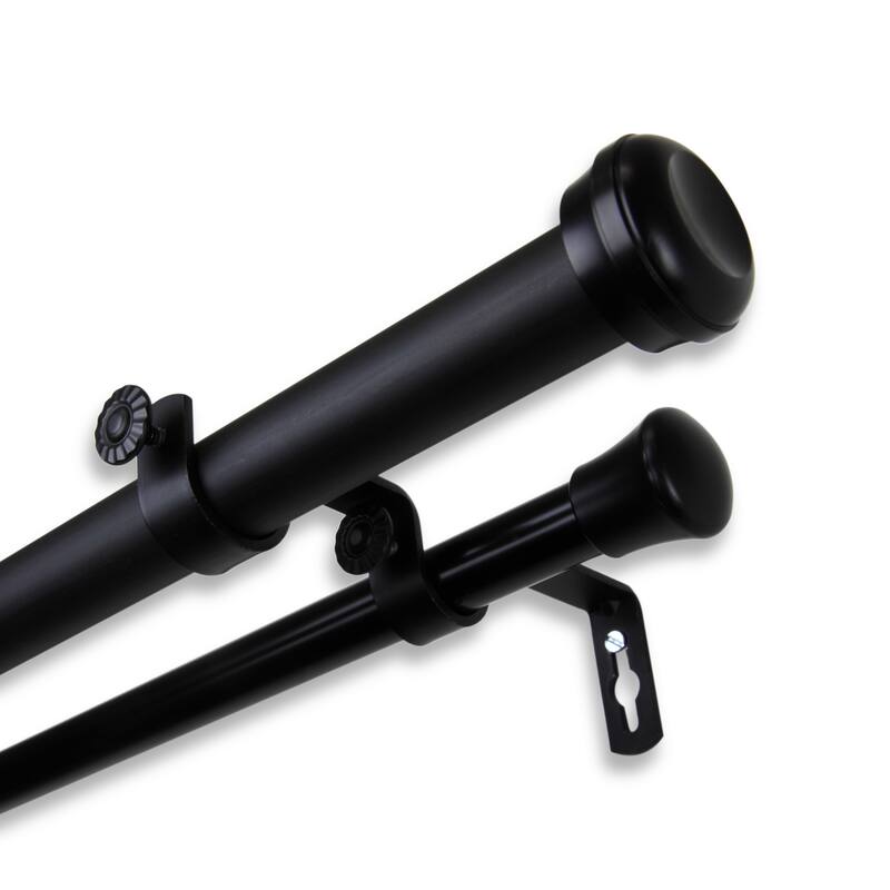 InStyleDesign Edison Adjustable Double Curtain Rod - 28 to 48 inches - Black