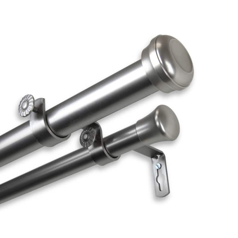 InStyleDesign Edison Adjustable Double Curtain Rod - 28 to 48 inches - satin nickel