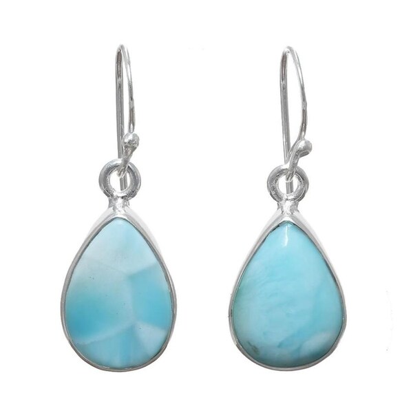 Handmade Sterling Silver 4ct Tgw Larimar Earrings India Handmade Sterling Silver 4ct Tgw Larimar Earrings India Blue
