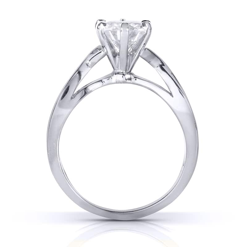 Annello by Kobelli 14k White Gold 1 Carat 6-prong Round Moissanite Solitaire Crossover Engagement Ring