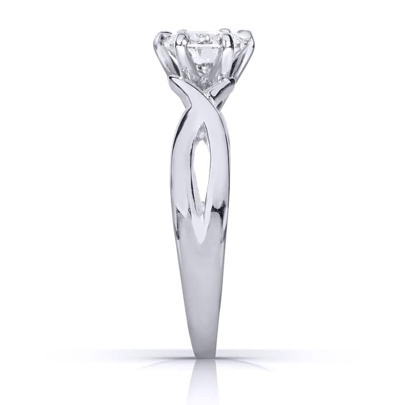 Annello by Kobelli 14k White Gold 1 Carat 6-prong Round Moissanite Solitaire Crossover Engagement Ring