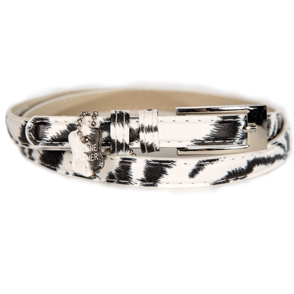 Women's Zebra Print Leather Skinny Belt - 16989882 - Overstock.com ...