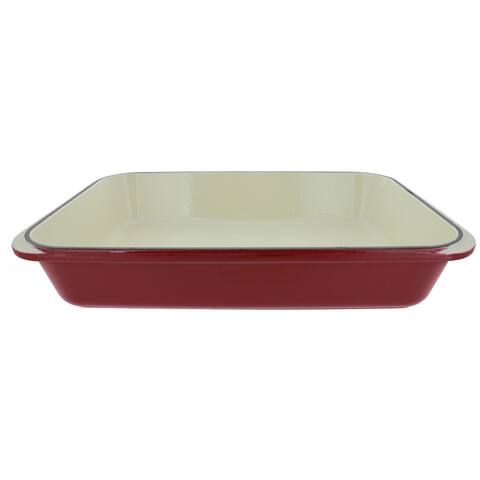 Chasseur 15" x 10" Red French Enameled Cast Iron Rectangular Roaster