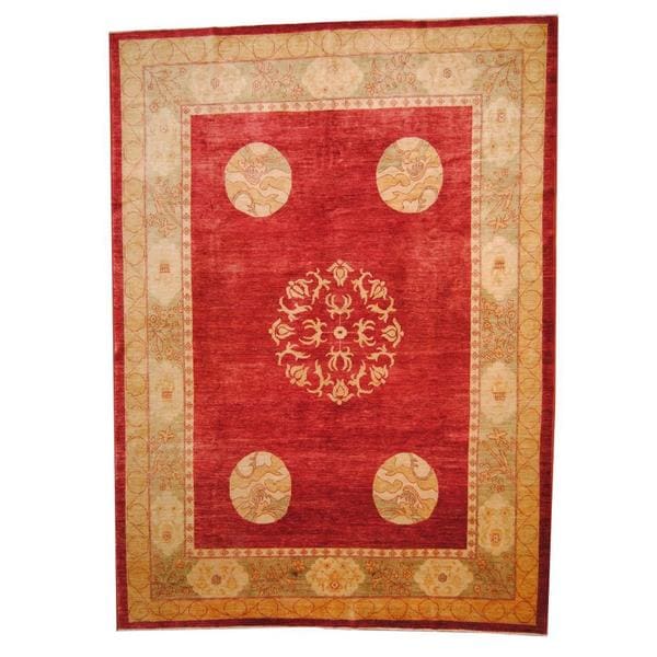 Herat Oriental Afghan Hand knotted Vegetable Dye Pekin Red/ Light