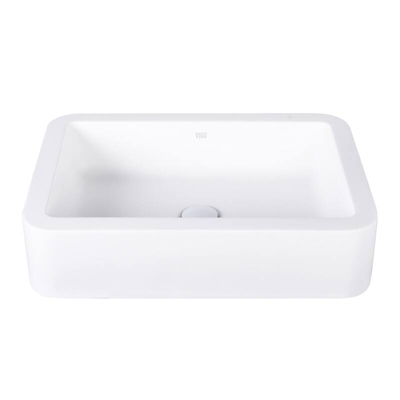VIGO Petunia 23"L x 16"W x 6"H Matte Stone Rectangular Bathroom Vessel Sink