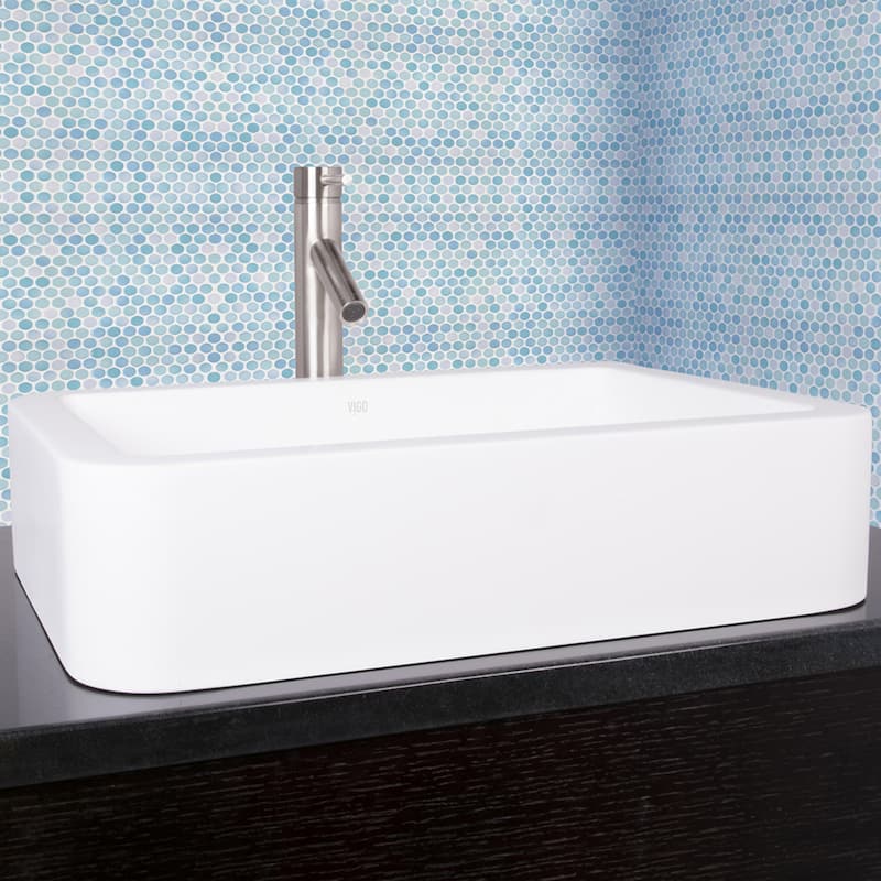 VIGO Petunia 23"L x 16"W x 6"H Matte Stone Rectangular Bathroom Vessel Sink