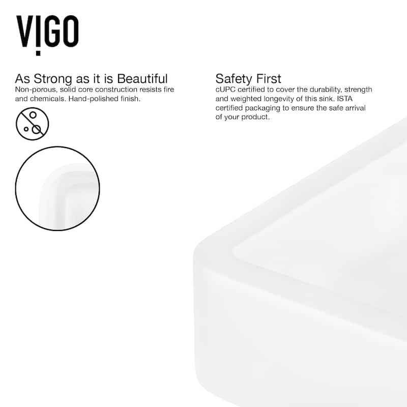 VIGO Petunia 23"L x 16"W x 6"H Matte Stone Rectangular Bathroom Vessel Sink