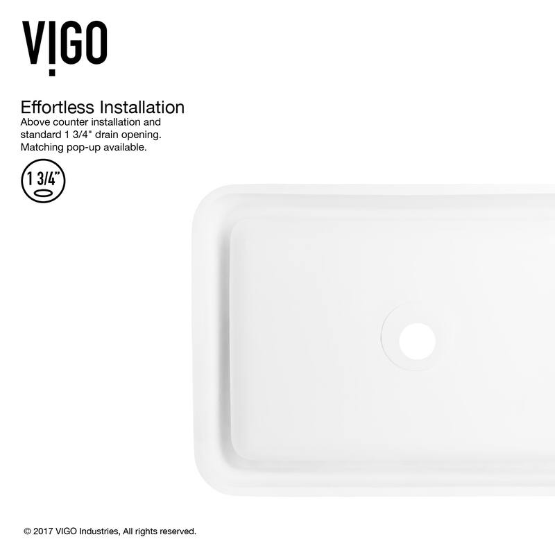 VIGO Petunia 23"L x 16"W x 6"H Matte Stone Rectangular Bathroom Vessel Sink
