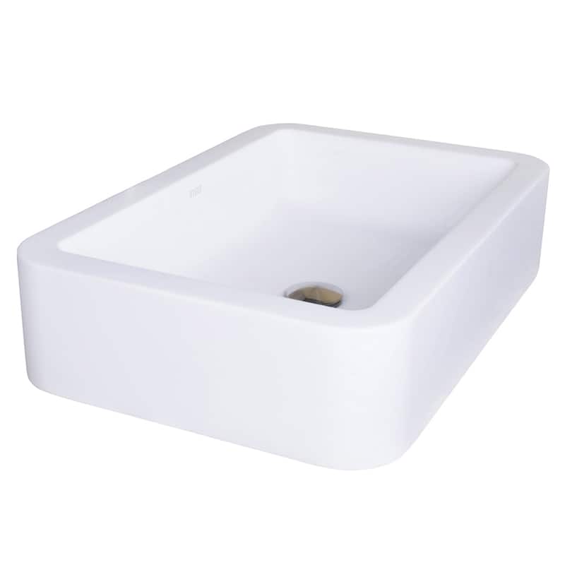VIGO Petunia 23"L x 16"W x 6"H Matte Stone Rectangular Bathroom Vessel Sink