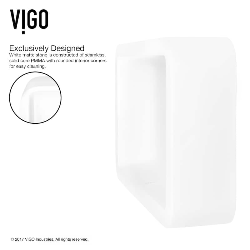 VIGO Petunia 23"L x 16"W x 6"H Matte Stone Rectangular Bathroom Vessel Sink
