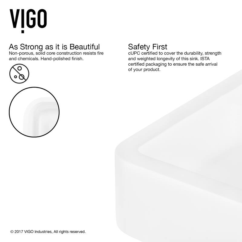 VIGO Petunia 23"L x 16"W x 6"H Matte Stone Rectangular Bathroom Vessel Sink