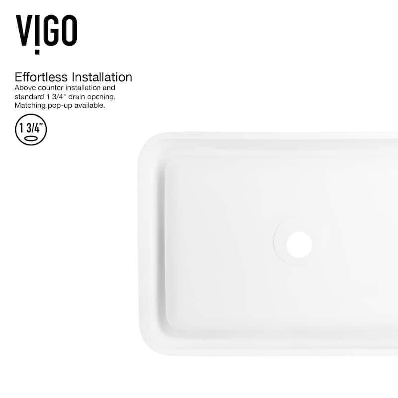 VIGO Petunia 23"L x 16"W x 6"H Matte Stone Rectangular Bathroom Vessel Sink