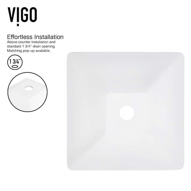 VIGO Hibiscus 16"L x 16"W x 5"H Matte Stone Square Bathroom Vessel Sink