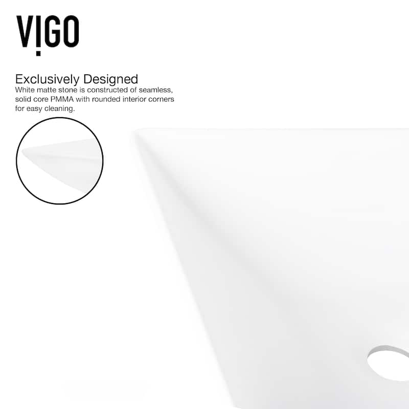 VIGO Hibiscus 16"L x 16"W x 5"H Matte Stone Square Bathroom Vessel Sink