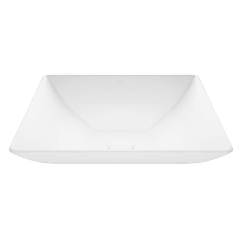 VIGO Hibiscus 16"L x 16"W x 5"H Matte Stone Square Bathroom Vessel Sink