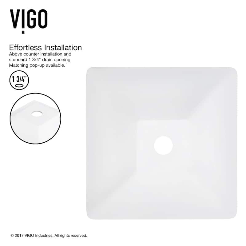 VIGO Hibiscus 16"L x 16"W x 5"H Matte Stone Square Bathroom Vessel Sink