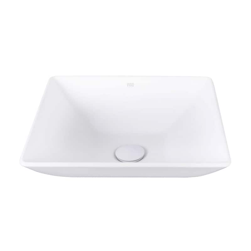 VIGO Hibiscus 16"L x 16"W x 5"H Matte Stone Square Bathroom Vessel Sink