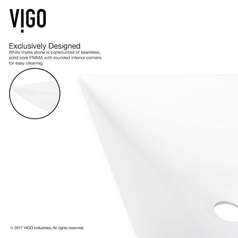 VIGO Hibiscus 16"L x 16"W x 5"H Matte Stone Square Bathroom Vessel Sink