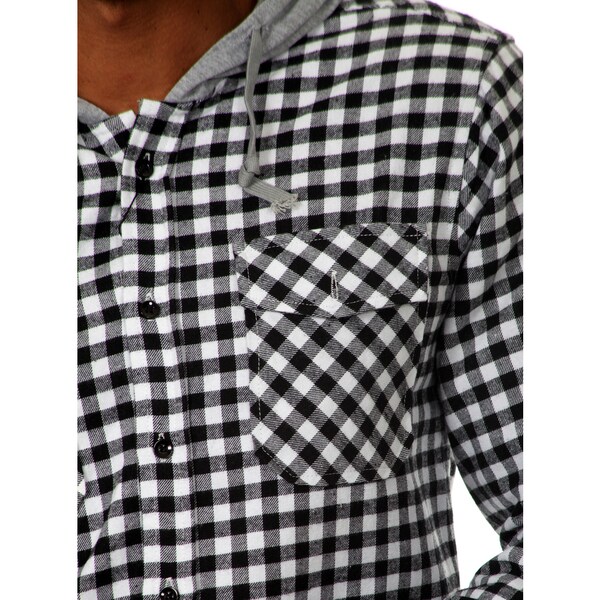 black and white hooded flannel