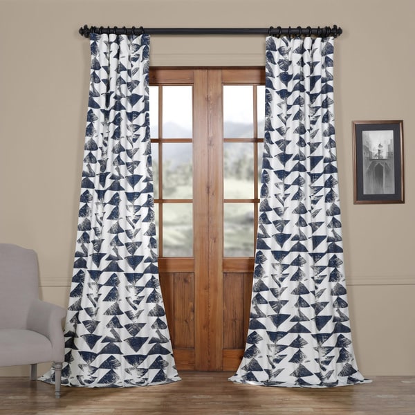 Shop Exclusive Fabrics Triad Gold Printed Cotton Twill Curtain Panel  On Sale  Free Shipping 