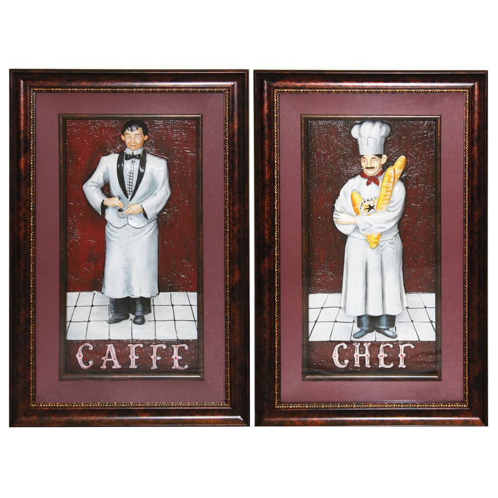 'Cafe Chef' Framed 3D Metal Wall Art (Set of 2)