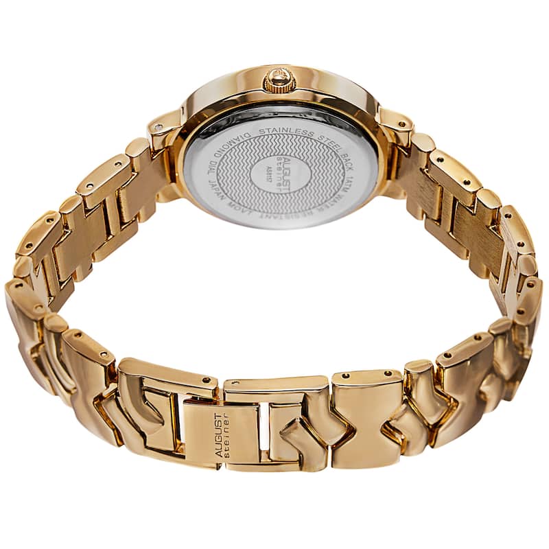 August Steiner Women's Quartz Diamond Markers Gradient Dial Gold-Tone Bracelet Watch