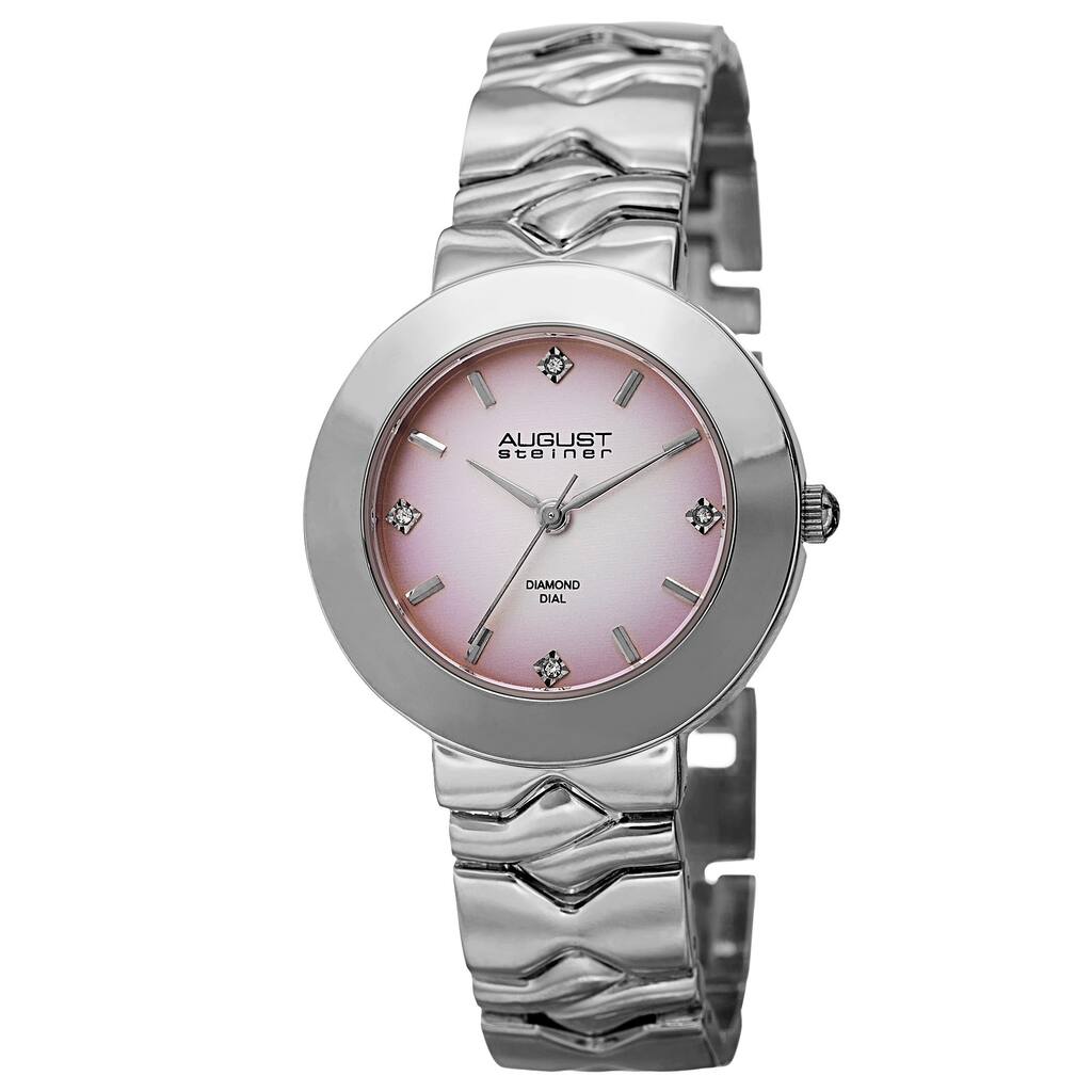 August Steiner Women's Quartz Diamond Markers Gradient Dial Pink Bracelet Watch