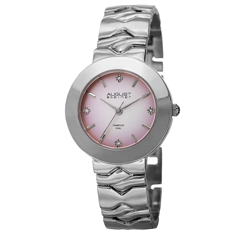 August Steiner Women's Quartz Diamond Markers Gradient Dial Pink Bracelet Watch