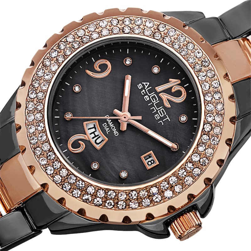 August Steiner Women's Quartz Diamond Two-Tone Bracelet Watch Gifts for Her