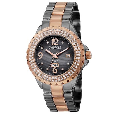 August Steiner Women's Quartz Diamond Two-Tone Bracelet Watch Gifts for Her