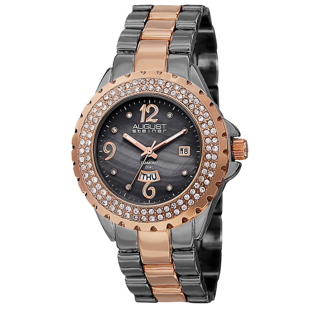 August Steiner Women's Quartz Diamond Two-Tone Bracelet Watch Gifts for Her