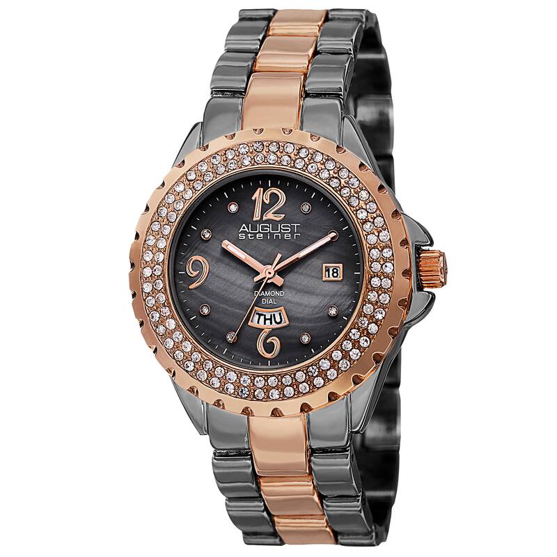 August Steiner Women's Quartz Diamond Two-Tone Bracelet Watch Gifts for Her
