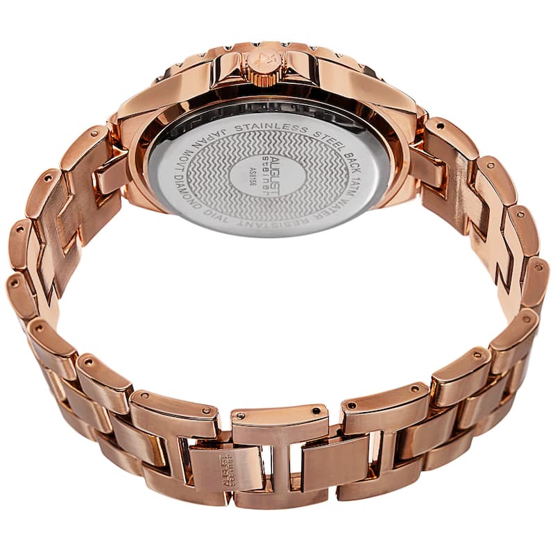 August Steiner Women's Quartz Diamond Rose-Tone Bracelet Watch