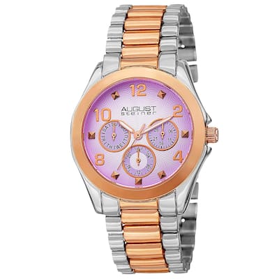 August Steiner Women's Quartz Colorful Dial Multifunction Two-Tone Bracelet Watch