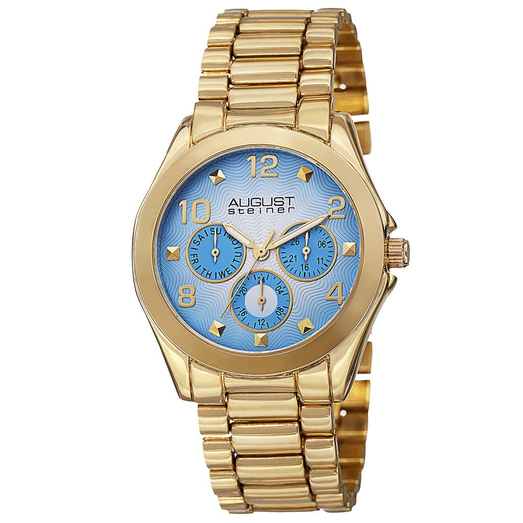 August Steiner Women's Quartz Colorful Dial Multifunction Gold-Tone Bracelet Watch